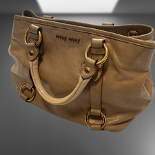 Autentyczna Miu Miu Vitello Shine Torebka Tote bag Różowa Beżowa Skóra Logo na sprzedaż  Wysyłka do Poland