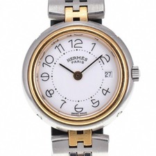 Relógio feminino HERMES perfil data SS/GP mostrador branco quartzo O#140852 comprar usado  Enviando para Brazil