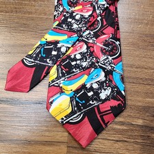 Gravata de seda vermelha vintage anos 90 Ralph Marlin Harley Davidson motocicleta feita nos EUA comprar usado  Enviando para Brazil