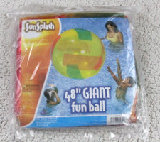 Vintage 48" SUN SPLASH Inflável BOLA DE PRAIA Vôlei Transparente Vinil Brilhante comprar usado  Enviando para Brazil
