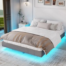Łóżko tapicerowane LED 140x200 cm łóżko podłogowe podwójne łóżko rama łóżka ze stelażem listwowym łóżko, używany na sprzedaż  Wysyłka do Poland