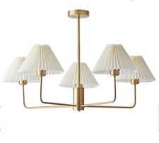 Usado, Lustre 5 luzes tecido plissado branco tons ouro escovado 33"" comprar usado Usado, Lustre 5 luzes tecido plissado branco tons ouro escovado 33"" comprar usado  Enviando para Brazil