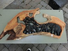 Presentes de elefantes esculpida em madeira decoração para casa arte de parede placa de madeira.  Grande. comprar usado  Enviando para Brazil