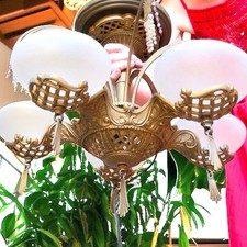 Candelabro de vidro Art Deco década de 1920 sombra deslizante dossel 5 braços vintage comprar usado Candelabro de vidro Art Deco década de 1920 sombra deslizante dossel 5 braços vintage comprar usado  Enviando para Brazil