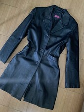 Trench coat feminino vintage couro genuíno preto | Jaqueta blazer ajustada P comprar usado  Enviando para Brazil