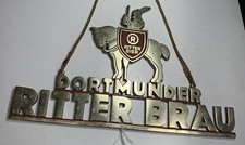 Letrero de cerveza alemán Dortmunder Ritter Brau troquelado de metal vintage C 1960 Knight Hors segunda mano  Embacar hacia Mexico