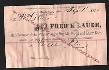 1874 Reading, PA - Fred'k Lauer "Celebrada Reading Ale, Porter, Beer" Factura segunda mano  Embacar hacia Argentina