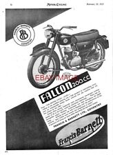 Anúncio de 1955 para motocicleta FRANCIS-BARNETT 200cc 'FALCON' impressão original anúncio 730C comprar usado  Enviando para Brazil