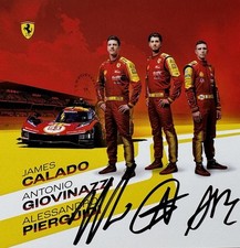 Cartão promocional Ferrari Le Mans 2025 Calado, Pier Guidi, Giovinazzi assinado à mão WEC comprar usado  Enviando para Brazil