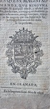 Usado, 1639  Rare Spanish pamphlet,  proclamation on wearing hoop skirts, Granada comprar usado  Enviando para Brazil
