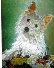 Gravura em metal inglesa vintage Westie West Highland White Terrier filhote de cachorro estampa, usado comprar usado  Enviando para Brazil