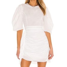 Mini vestido de algodão Rhode Pia branco mangas folhadas tamanho médio US$ 398 novo com etiquetas comprar usado  Enviando para Brazil