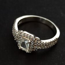 Anel folheado a prata transparente Art Deco Revival 925 8.5 clássico elegante atemporal real comprar usado  Enviando para Brazil