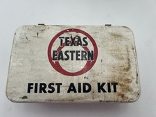 Suporte de parede de metal vintage caixa de primeiros socorros Texas Eastern com conteúdo, usado comprar usado  Enviando para Brazil