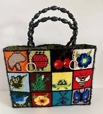 Bolsa estruturada quadrada ponto ecológico vintage colorida divertida vovó anos 70  comprar usado  Enviando para Brazil