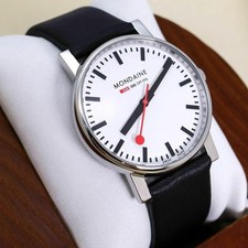 Relógio de quartzo Mondaine 35 mm pulseira de couro unissex prata preto branco usado, usado comprar usado  Enviando para Brazil