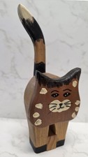 Batente de porta de gato vintage pintado à mão de madeira com cabeça e cauda inclináveis comprar usado  Enviando para Brazil