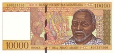Madagascar 10.000 francs usato  Bozen
