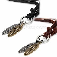 Colar de corrente de corda de couro ajustável pingente de pena de anjo moda vintage masculina comprar usado  Enviando para Brazil