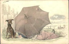 Relógios antigos de cachorro 1903 casal beijo atrás guarda-chuva transparente comprar usado  Enviando para Brazil