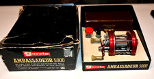 Vintage Garcia Ambassadeur 5000 Vermelho 4 Parafusos Cinza Carretel Combo na Caixa comprar usado  Enviando para Brazil