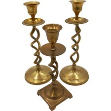 Brass spiral candlesticks for sale  UK
