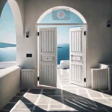 2 Papel de parede digital Photo Art, porta se abre para o mar, parecendo Santorini comprar usado  Enviando para Brazil