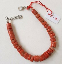 Usado, 100% Natural Italiano Mar Rojo Coral Barril Tambor Forma con Cuentas Pulsera 9' comprar usado  Enviando para Brazil