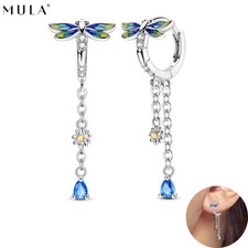 Nuevos pendientes de aro con borla de libélula para mujer MULA AAA CIRCONITA CÚBICA joyería plata de ley 925 segunda mano  Embacar hacia Mexico