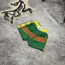 Shorts verde vintage Muay Thai grande logotipo náilon kickboxing roupa esportiva tamanho M comprar usado  Enviando para Brazil