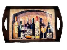 Usado, Bandeja de servir Evergreen azulejos vinho madeira com alças 20” comprar usado  Enviando para Brazil