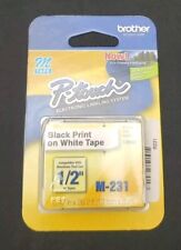 Brother P-Touch M-Tape M-231 1/2" PRETO em BRANCO 0,47 pol × 26,2 pés (12 mm × 8 m) comprar usado  Enviando para Brazil