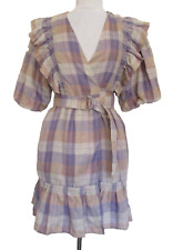 Vestido Magali Pascal Anna Wrap S Feminino Roxo Bege Xadrez Linho Manga Balão comprar usado  Enviando para Brazil