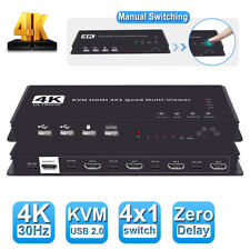 4K HDMI KVM Switch 4x1 Quad Multi-Viewer Seamless 4 in 1 out KVM HDMI Processor comprar usado  Enviando para Brazil