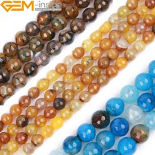 Contas de ágata facetadas amarelo escuro craqueladas contas de joias soltas 15" 6mm 8mm 10mm comprar usado  Enviando para Brazil