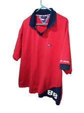 Camisa jeans vintage Tommy Hilfiger vermelha polo #88 rugby Tommy manga larga quadrada XXL, usado comprar usado  Enviando para Brazil