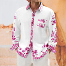 Blusa masculina casual manga longa estampada fina havaiana com botões comprar usado  Enviando para Brazil