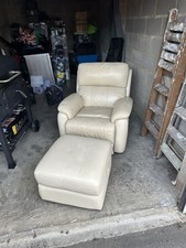 Cream leather recliner for sale  WESTON-SUPER-MARE