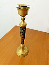  "Candelabro vintage adornado de latón y mosaico de un solo brazo de 14" segunda mano  Embacar hacia Mexico