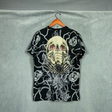 Camiseta masculina Y2K Christian Audigier tamanho grande caveiras anéis strass RARA comprar usado  Enviando para Brazil