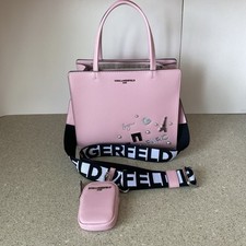 Bolsa tote Karl Lagerfeld Paris rosa Bonjour Torre Eiffel pérolas embelezadas limite comprar usado  Enviando para Brazil