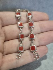 Pulseira de tênis London 2006 Hallmarked coral prata esterlina elos quadrados 7" comprar usado  Enviando para Brazil