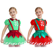 Niños Niñas Vestido Tirantes Leotardo Navidad Falda Baile Gimnasia Princesa Rayas segunda mano  Embacar hacia Argentina