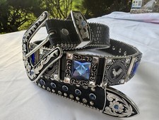 Cinto ocidental de strass azul. Cinto de caubói masculino de rodeio. Cinto Vaquero De Piedra comprar usado  Enviando para Brazil