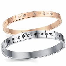 Aço Inoxidável numerais romanos Valentine Masculino Feminino Pulseira Bracelete Do Casal comprar usado  Enviando para Brazil