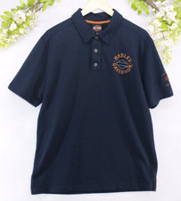Camisa polo masculina Harley Davidson azul milha alta manga bordada Harley tamanho G comprar usado  Enviando para Brazil