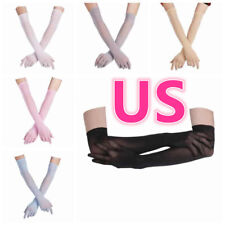 Luvas longas femininas de malha transparente comprimento cotovelo dedo inteiro luvas festa nupcial comprar usado  Enviando para Brazil