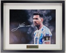 Lionel Messi nova grande lona de algodão autografada assinada à mão emoldurada com certificado de autenticidade, usado comprar usado  Enviando para Brazil