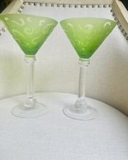 Etched stemmed martini for sale  Philadelphia