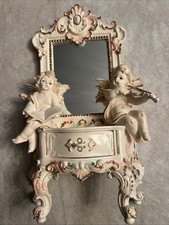 caixa de joias penteadeira espelho miniatura com querubim anjos coquette estilo vitoriano, usado comprar usado  Enviando para Brazil